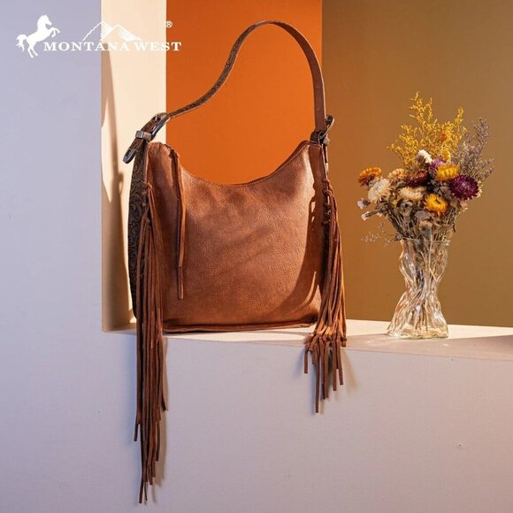 Montana West Floral Tooled Concealed Carry Hobo - Picture 10 of 11